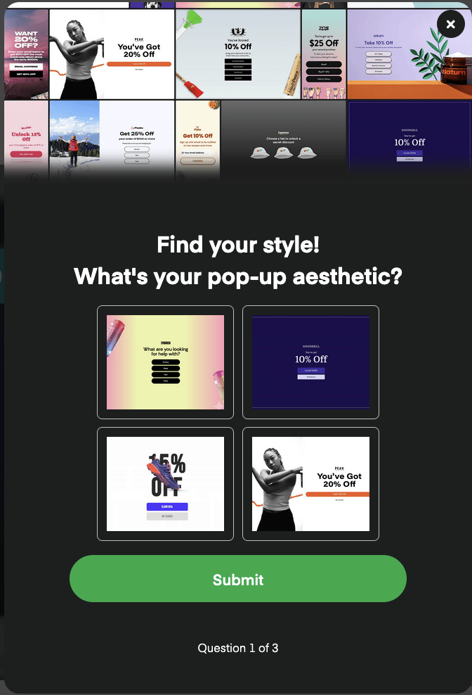 JU Website Pop Up Style Quiz